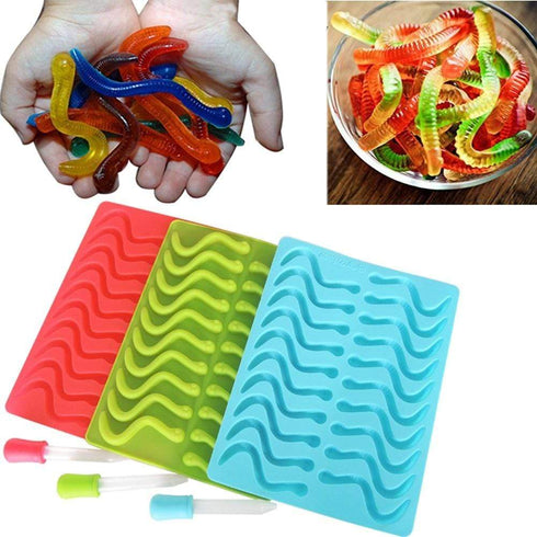AussieSuperStore Homeware Supplies Silicone Gummy Bear Making Mold Kit Worm & Snake Shape Red CBSNAKEICERED